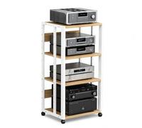 GJPXFR Supporto Multimediale AV, Rack Audio Mobile, Rack Stereo A 3, 4 E 5 Livelli Con Ruote, Supporto Per Giradischi Altezza Regolabile, Mobiletto Portaoggetti(White,4-Tier(B))