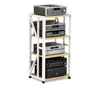 GJPXFR Supporto Multimediale AV, Rack Audio Mobile, Rack Stereo A 3, 4 E 5 Livelli Con Ruote, Supporto Per Giradischi Altezza Regolabile, Mobiletto Portaoggetti(White,4-Tier(A))