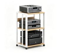 GJPXFR Supporto Multimediale AV, Rack Audio Mobile, Rack Stereo A 3, 4 E 5 Livelli Con Ruote, Supporto Per Giradischi Altezza Regolabile, Mobiletto Portaoggetti(White,3-Tier(B))