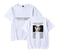GJRJS Damiano David Funny Little Fears World Tour 2025 Casual Moda Classico Tee Manica Corta,Bianca,XXL
