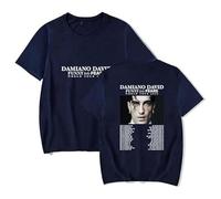 GJRJS Damiano David Funny Little Fears World Tour 2025 Casual Moda Classico Tee Manica Corta,Blu,L