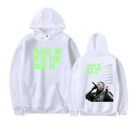 GJRJS Rag'n'Bone Man 2025 Tour Hoodie Girocollo Felpa con Cappuccio, Moda Felpa Maniche Lunghe, Pullover Grafico con Stampa Ampia Hip Hop Streetwear,Bianca,3XL
