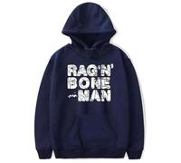 GJRJS Rag'n'Bone Man Hoodie Girocollo Felpa con Cappuccio, Moda Felpa Maniche Lunghe, Pullover Grafico con Stampa Ampia Hip Hop Streetwear,Blu,XS