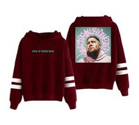 GJRJS Rag'n'Bone Man What Do You Believe in UK Tour Hoodie Girocollo Felpa con Cappuccio, Moda Felpa Maniche Lunghe, Pullover Grafico con Stampa Ampia Hip Hop Streetwear,Rosso,M