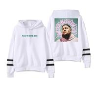 GJRJS Rag'n'Bone Man What Do You Believe in UK Tour Hoodie Girocollo Felpa con Cappuccio, Moda Felpa Maniche Lunghe, Pullover Grafico con Stampa Ampia Hip Hop Streetwear,Bianca,XXS