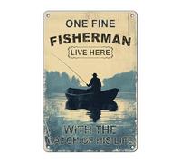GJXFTPTTBD Fisherman Vintage Metal Tin Sign Fishing Boat Fishing Fishing Funny Wall Art For Fish Cabin Lake House Fishing Tackle Store Fish Tank Garage Farmhouse Home Fence Outdoor 30,5 x 20,3 cm