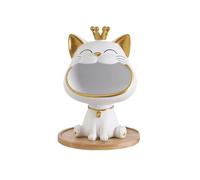 GJXJY Statuetta decorativa a forma di gatto che ride, con grande bocca della fortuna, portachiavi, ciotola, vassoio per gioielli, vassoio per caramelle, per tavolo d'ingresso, scrivania d'arte