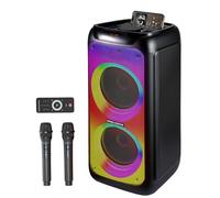 GK-MAX Macchina Karaoke per Adulti. Due Microfoni Wireless UHF. Speaker Bluetooth 600W di Picco, Doppi Subwoofer da 8''. Altoparlante Portatile per Feste, Telecomando e Ruote. Perfetto per Canto, Even