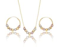 Gkaopi 3 Pezzi Parure Gioielli Donna Set di Collana Orecchini con Perline Placcati in Oro Sfavillante Perline Tonde Sfaccettate Collana Orecchini Regalo Compleanno per Donne e Ragazze