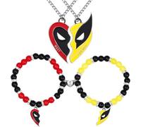Gkaopi 4 Pezzi Collana Bracciale Migliore Amica, Mezzo Cuore Classica Supereroi BFF Amicizia Collana Braccialetto per Regalo di Compleanno per Migliori Amici