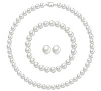 Gkaopi Collana di Perle Set per Donna Bianco Rotondo Perle Collana Orecchini Bracciali Set Parure Gioielli di Perline Choker Collanas di Perles con Confezione Regalo per Ragazze Donne