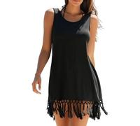 Gkaopi Copricostume Donna Senza Maniche Vestito Mare Corto Abiti da Spiaggia Estivo Casual Abito da Spiaggia Tunica Costume da Bagno Vestiti da Vacanza Beachwear Beach Dress