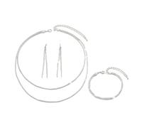 Gkaopi Parure Gioielli per Donna Elegante Semplice Set di Gioielli Sposa Ciondolo con Strass Cristallo Collana Bracciale e Orecchini Set Matrimonio Fidanzamento Gioielli (Argento A, Taglia unica)