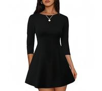 Gkaopi Vestito Donna Elegante Maniche Lunghe Sexy Mini Abito a Girocollo Casual Vita Alta A Line Corto Abiti Aderente Curvy Autunnali Bodycon Vestiti de Discoteca Cocktail Party