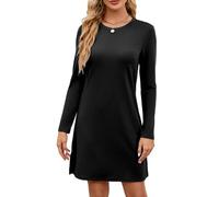 Gkaopi Vestito Donna Manica Lunga Aderente Mini Abito Scollo Rotondo Pullover Vestiti Elegante al Ginocchio Casual Tunica Vestito Autunno Invernale Tinta Unita Abiti