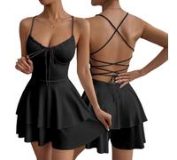 Gkaopi Vestito Estivo Donna Mini Abito Sexy Senza Maniche Vestito Corto da Sera Elegante Vestiti Aderente Elastic con Spaghetti Bodycon Abito per Cocktail Discoteca Party Club Festa