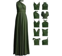 Gkaopi Vestito Lungo Estivo Donna Multi-Usura Transformare Abito da Cerimonia Scollo a V Elegante Vestiti da Sera Senza Maniche Linea ad A Eleganti Damigella d' Onore Matrimonio Abiti