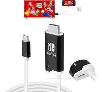 GKEAPZA Switch 2 Dock Cable for TV, 4K 60Hz USB C to HDMI, 100W PD Gaming & Charging, Portable Travel TV Adapter Compatible with Switch 2/OLED/Switch, Black