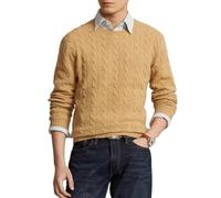 GKEIOSHQIL Maglione girocollo da uomo con lavorazione a treccia, modello a maniche lunghe, maglieria basic con motivo intrecciato,Cachi,XXL