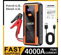 GKFLY 4000A Avviatore di emergenza per auto Accumulatori e caricabatterie di riserva portatile 2000A Batteria per auto Booster 12V Dispositivo di avviamento ausiliario per benzina diesel