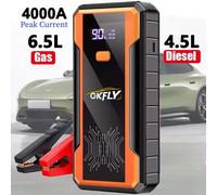 GKFLY Avviatore di emergenza per batteria per auto 1200A Caricatore portatile per batteria per auto 12V Dispositivo di avviamento Booster di emergenza 800A 12000mAh