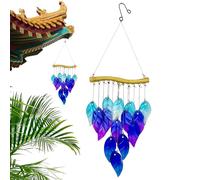 GkgWuxf Campanelli a vento per interni, campana a vento da giardino, ornamento creativo in vetro, campane a vento blu per casa, patio, balcone, giardino, portico