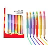 GkgWuxf Evidenziatori fluorescenti, 6 evidenziatori, ad asciugatura rapida, senza sbavature, penne a doppia estremità per evidenziare la Bibbia, diario, materiale scolastico