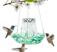 GkgWuxf Mangiatoia per colibrì | Mangiatoia per uccelli selvatici ad energia solare, forniture per alimentazione in vetro macchiato, decorazioni solari da giardino, ornamenti per prato per esterni