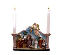 GkgWuxf Portacandela Presepe Avvento,Statua Candeliere Natale - Decorazione Tavola Presepio Portacandele in Resina | per Interni Casa Cattolica Cristiana