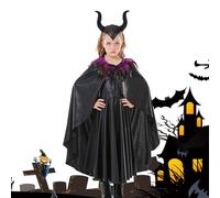 GkgWuxf Regina cattiva vestire,Costume da Malefica per bambini - Costume da malvagia, vestito da cosplay per bambini con mantello di corno per la festa di Halloween