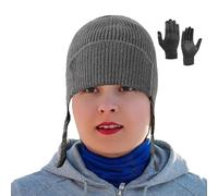 GkgWuxf Set berretto e guanti da donna | comodo ed elegante elastico traspirante | berretto invernale lavorato a maglia | per freddo, attività all'aperto, viaggi, famiglia, grigio, Se référer