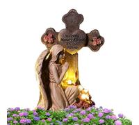 GkgWuxf Statua da giardino per esterni, angelo illuminato, decorazione commemorativa per tomba per cortile, patio e prato