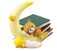 GkgWuxf Topper per torta di orso e luna, orso di sonno sulla torta di luna della torta di luna, decorazione della resina statuetta della casa, decorazione della torta della scultura carina