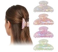 Gkhlg 4 fermagli per capelli grandi, diversi colori, adatti per tutti i tipi di capelli, per donne di tutte le età, per uso quotidiano e feste (grigio + arancione + verde + viola)