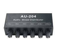 Gkhowiu Mixer Stereo Audio (2 Ingressi 4 Uscite) Spingere Cuffie o Amplificatori di Potenza Esterni Controllo Indipendente dal Volume