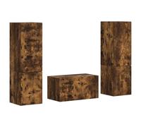 GKHPYURE Set Mobile TV 5 Pezzi Rovere Fumé Legno Multistrato | Con passacavo e presa USB, ripiani e cassetti, design moderno, facile pulizia