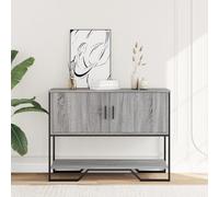 GKHPYURE Tavolo Consolle Grigio Sonoma 100x35x74,5 cm in Truciolato | Legno multistrato e metallo, spazio portaoggetti sotto il ripiano, maniglie in metallo, fissaggio a parete incluso, capacità