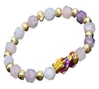 GKIRQVPE Bracciale di ricchezza Feng Shui Pixiu in cristallo morganite | Multicolor for la ricchezza e la fortuna del Feng Shui: regalo for le donne
