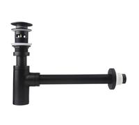 GKIYMLLFV Piletta di Scarico a Scomparsa for lavabo, in Ottone Nero/Oro, for lavandino del Bagno, sifone, piletta di Scarico a Scomparsa, sifone a P, Kit di Scarico a Parete(3-2-Hole)