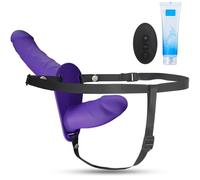 GKLWEJ Doppio dildo strapon, strap-on da donna con 2 vibratori-dildo e 10 modalità di vibrazione e lubrificante da 25 g e telecomando, strap-on con vibrazione per coppie, sex toy per coppie lesbiche