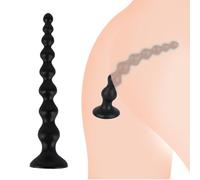 GKLWEJ Palline Anali, catena anale da 250 mm con 8 palline anali e ventosa per dildo, dildo anale, barella anale, catena anale, plug anali, dildo, nero