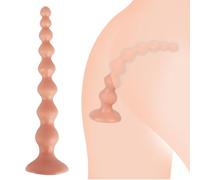 GKLWEJ Palline Anali, catena anale da 250 mm con 8 palline anali e ventosa per dildo, dildo anale, barella anale, catena anale, plug anali, dildo, colore della pelle