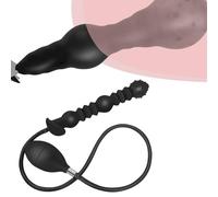 GKLWEJ Plug Anale Gonfiabile, Dilatatore Anale In Silicone con 5 Perle Gonfiabili con Pompa, Plug Anale Grande, Giocattolo Anale Dildo Anale, Plug per Sesso Femminile, Plug Analeper Donna Uomo, Nero