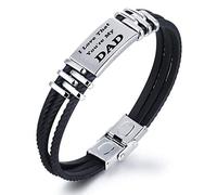 Gkmamrg Regalo festa del Papà Bracciale da Papà, per Papa, con incisione in silicone nero acciaio inox intrecciato, con confezione regalo, colore: I Love That You're My Dad, cod. papa-a1-ba-si (DAD)