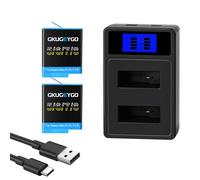 GKUGEYGO - Kit caricabatterie ricaricabile compatibile con Gopro Hero 8/7/6/5 nero confezione da 2 batterie e caricabatterie USB a doppio canale