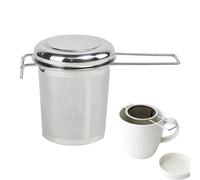 Gkumgwo Colino da tè in acciaio inox, con manico - da tè compatto con coperchio e manico pieghevole per casa, campeggio, viaggi, casa