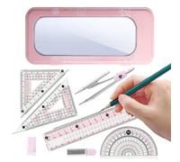 Gkumgwo Kit Di Geometria - Set di Matematica con Goniometro e Compasso per Scuola,Materiale da Disegno con Astuccio - Adolescenti Bambini Scuola College Ingegneria Architettura Arte Falegnameria