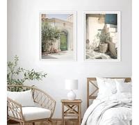 GKUVBF Antica architettura italiana, poster di viaggio in Puglia, stampa su tela bohémien, dipinto per soggiorno, arredamento moderno per la casa, 50x75 cm, 2 pezzi senza cornice