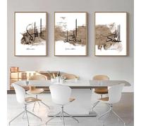 GKUVBF Arte murale islamica con inchiostro nero, calligrafia araba, dipinti su tela, poster e stampe per soggiorno, decorazione da parete per la casa, 60x80 cm, 3 pezzi senza cornice