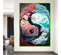 GKUVBF Classico dipinto su tela colorato Yin e Yang filosofia cinese arte murale paesaggio astratto poster arredamento casa soggiorno 50x70cm senza cornice